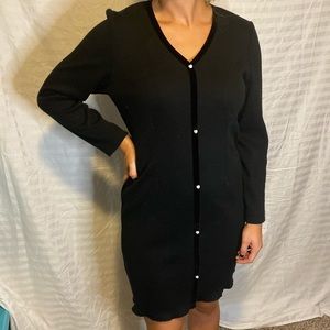 Black button front sweater dress